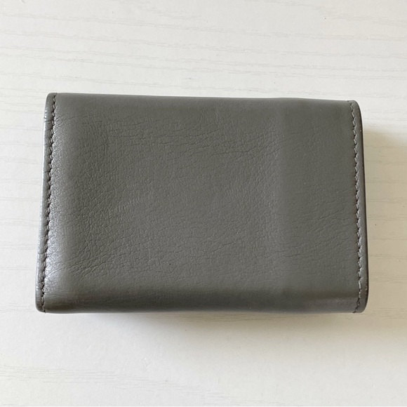 Balenciaga gray leather silver logo mini trifold wallet - Picture 3 of 9